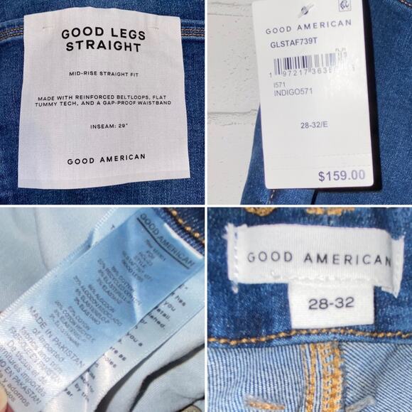 New $159 Good American ALWAYS FITS GOOD LEGS STRAIGHT JEANS 28-32 PLUS NWT - Picture 15 of 16